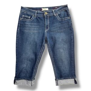 VGS Dark Blue Cropped Capri Jeans with Roll Cuff